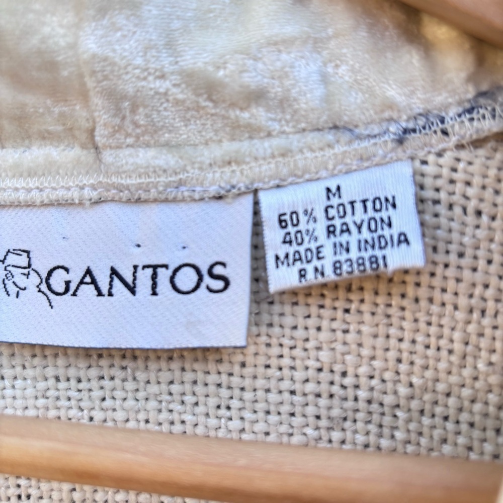 Gantos Cream & Black Open Cardigan. Weave fabric and velvet patchwork. Size M - Picture 7 of 15